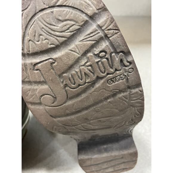 Justin Gypsy Raya Brown & Green Leather Western Cowgirl Boots Women’s Size 9B - Picture 7 of 8